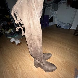 Taupe brown knee high boots
